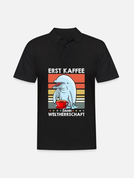 Delfin Delphin Sonnenbrille Kaffee - Männer Poloshirt - Schwarz