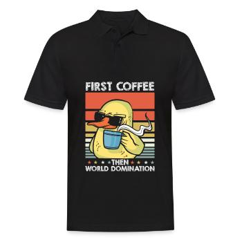 Ente Kaffee-Sonnenbrille - Männer Poloshirt - Schwarz - Vorne - Kai (181cm)
