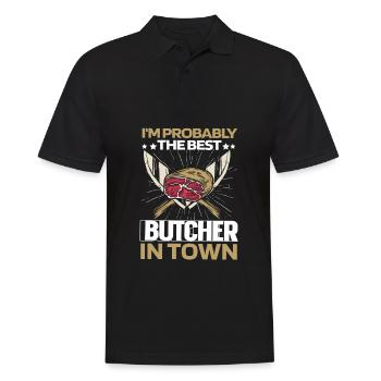 Fleischer Metzger Schlachter Messer - Männer Poloshirt - Schwarz - Vorne - Kai (181cm)