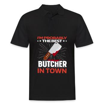 Fleischer Metzger Schlachter - Männer Poloshirt - Schwarz - Vorne - Kai (181cm)