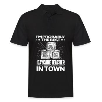 Enseignante maternelle Assistante maternelle Lustig - Polo Homme - noir - Devant - Kai (181cm)