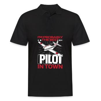 Flugzeug Pilot Lustig - Männer Poloshirt - Schwarz - Vorne - Kai (181cm)
