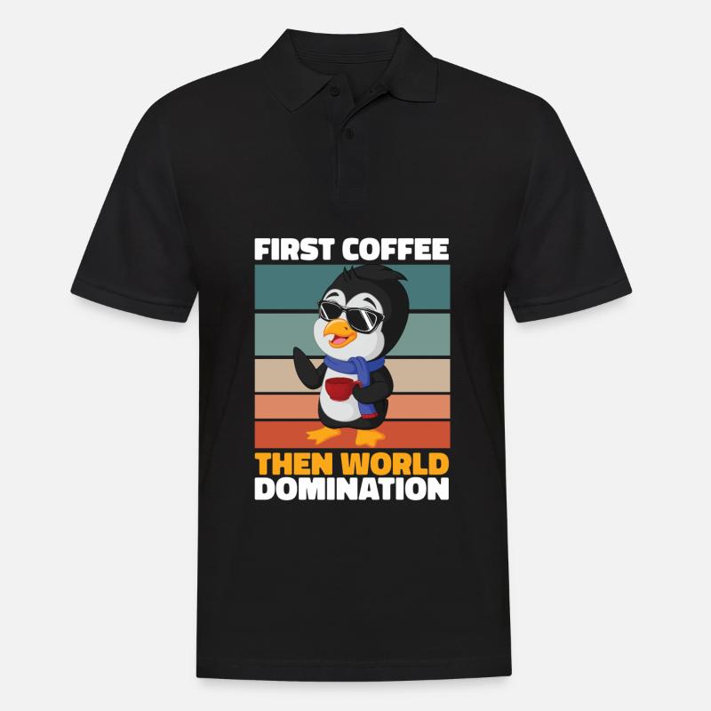 Pinguin Kaffee - Männer Poloshirt - Schwarz