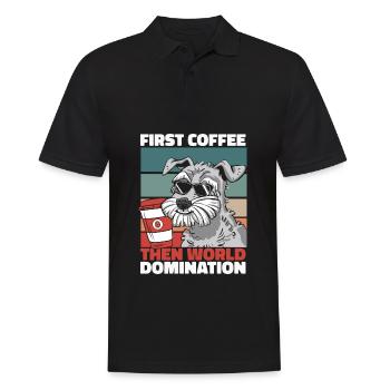 Schnauzer Hund Kaffee Sonnenbrille - Männer Poloshirt - Schwarz - Vorne - Kai (181cm)