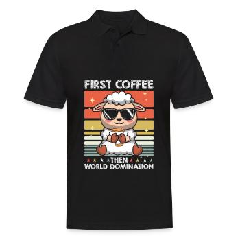 Schaf Lustig - Männer Poloshirt - Schwarz - Vorne - Kai (181cm)