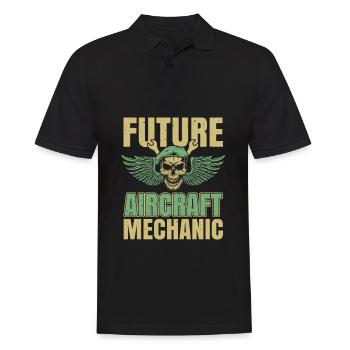 Airplane Mechanic Skull - Men's Polo Shirt - black - Front - Kai (181cm)