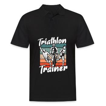 Triathlon Triathlet Trainer - Männer Poloshirt - Schwarz - Vorne - Kai (181cm)