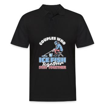 Eisfischen Eisangeln Paar - Männer Poloshirt - Schwarz - Vorne - Kai (181cm)