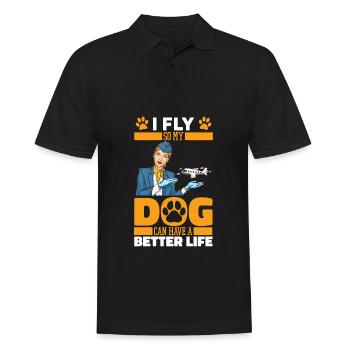 Flugbegleiter Stewardess Hund - Männer Poloshirt - Schwarz - Vorne - Kai (181cm)