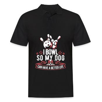 Bowling Bowlen Bowler Hund - Männer Poloshirt - Schwarz - Vorne - Kai (181cm)