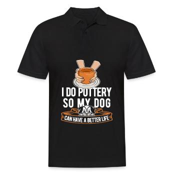 Pottery Dog - Men's Polo Shirt - black - Front - Kai (181cm)