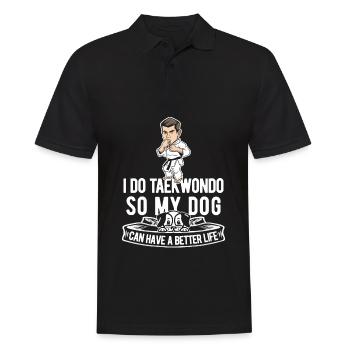 Taekwondo Hund - Männer Poloshirt - Schwarz - Vorne - Kai (181cm)