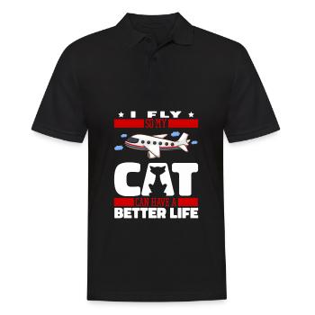 Flugbegleiter Stewardess Katze - Männer Poloshirt - Schwarz - Vorne - Kai (181cm)