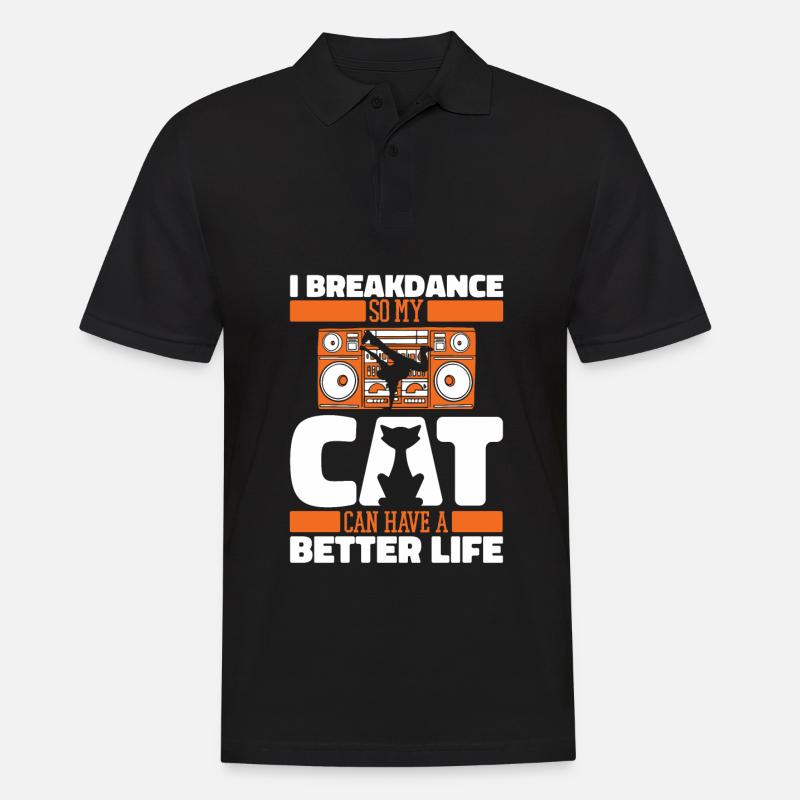 Breakdance Breakdancer Breakdancing Katze - Männer Poloshirt - Schwarz
