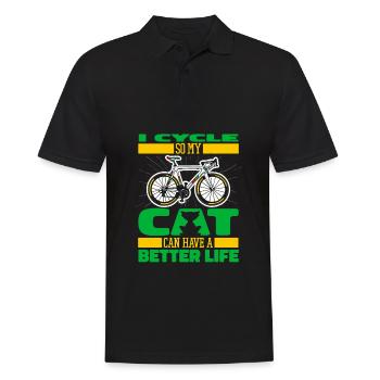 Vélo de route Cycliste Chat - Polo Homme - noir - Devant - Kai (181cm)