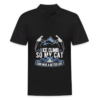 Eisklettern Katze - Männer Poloshirt - Schwarz - Vorne - Kai (181cm)