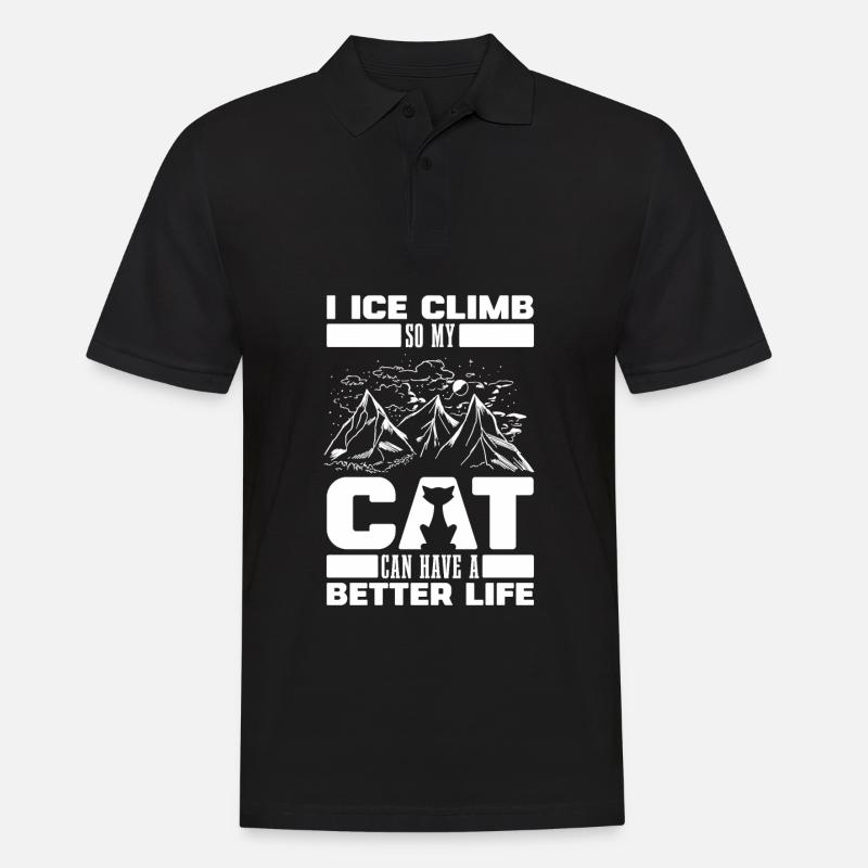 Chat grimpant sur glace - Polo Homme - noir