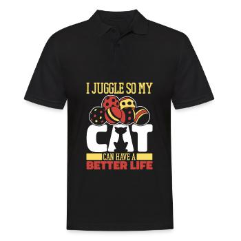 Jonglieren Jongleur Katze - Männer Poloshirt - Schwarz - Vorne - Kai (181cm)