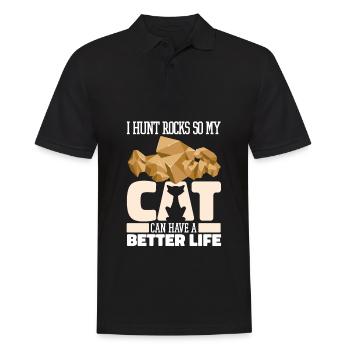 Geologe Steinsammler Katze - Männer Poloshirt - Schwarz - Vorne - Kai (181cm)