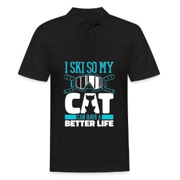Skifahren Apres Ski Katze - Männer Poloshirt - Schwarz - Vorne - Kai (181cm)