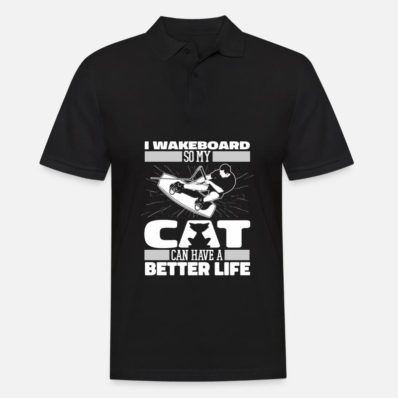 Wakeboard Wakeboarder Katze - Männer Poloshirt - Schwarz