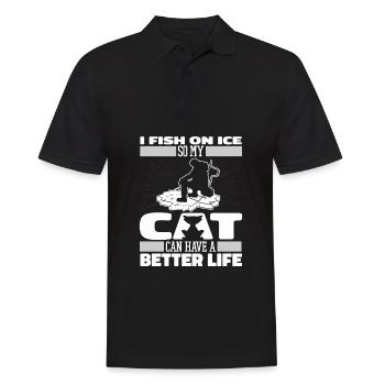 Eisfischen Eisangeln Katze - Männer Poloshirt - Schwarz - Vorne - Kai (181cm)