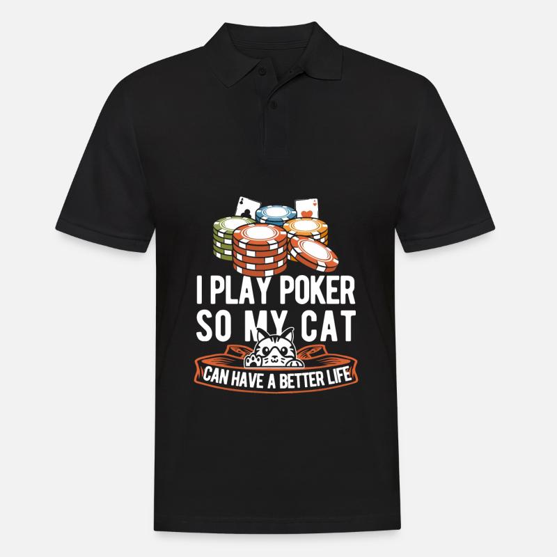 Poker Katze - Männer Poloshirt - Schwarz