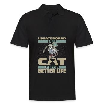 Skateboard Skater Cat - Men's Polo Shirt - black - Front - Kai (181cm)
