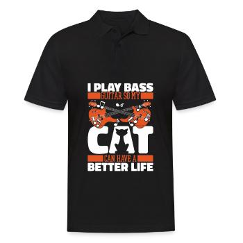 Bassist Bass Guitar Basser Cat - Men's Polo Shirt - black - Front - Kai (181cm)
