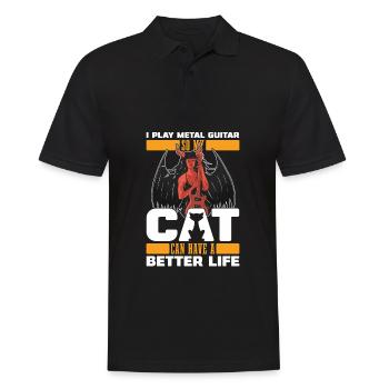 Metal Guitar Rock Guitarist Cat - Men's Polo Shirt - black - Front - Kai (181cm)