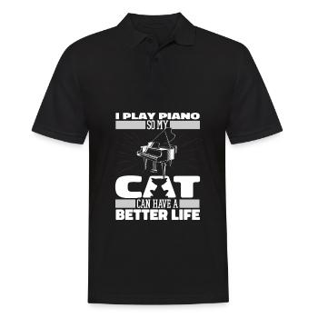 Pianist Klavier Piano Katze - Männer Poloshirt - Schwarz - Vorne - Kai (181cm)