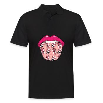 Barista Kaffee Zunge - Männer Poloshirt - Schwarz - Vorne - Kai (181cm)