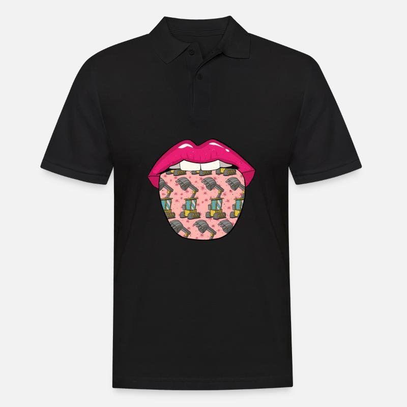 Baggerfahrer Lippen - Männer Poloshirt - Schwarz