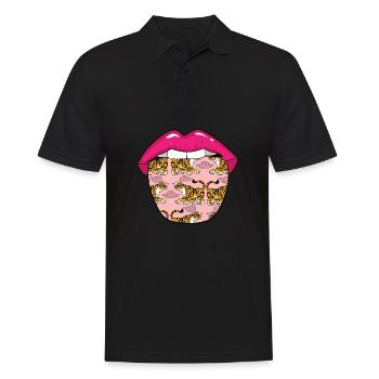 Tiger Lippen - Männer Poloshirt - Schwarz - Vorne - Kai (181cm)