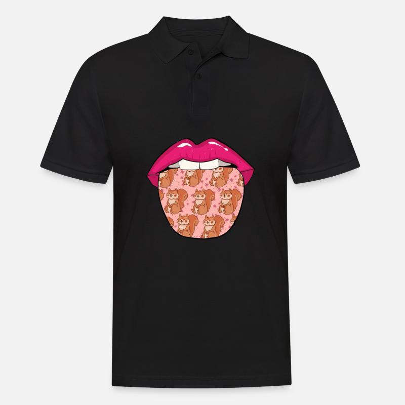 Eichhörnchen Zunge - Männer Poloshirt - Schwarz