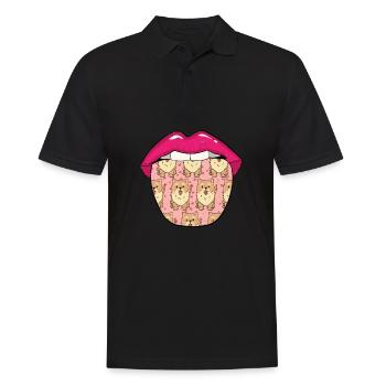 Chow Chow Zunge - Männer Poloshirt - Schwarz - Vorne - Kai (181cm)
