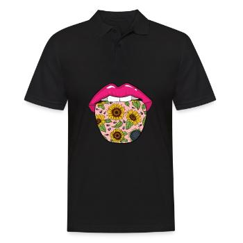 Sonnenblume Zunge - Männer Poloshirt - Schwarz - Vorne - Kai (181cm)