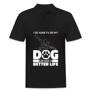 Kung Fu Dog - Men's Polo Shirt - black - Front - Kai (181cm)