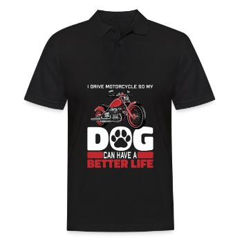 Motorcycle Biker Motorbike Dog - Men's Polo Shirt - black - Front - Kai (181cm)