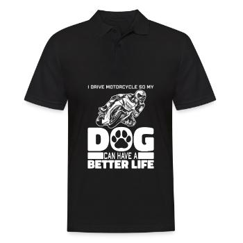 Motorcycle Biker Motorbike Dog - Men's Polo Shirt - black - Front - Kai (181cm)