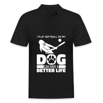 Softball Hund - Männer Poloshirt - Schwarz - Vorne - Kai (181cm)