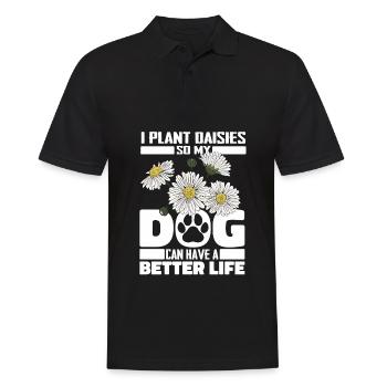 Goose Flower Daisy Dog - Men's Polo Shirt - black - Front - Kai (181cm)