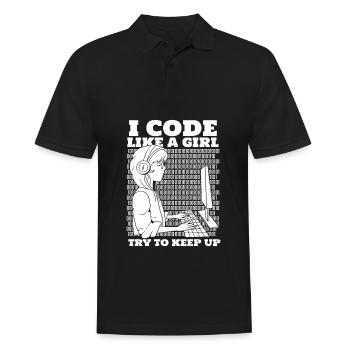 Developer Coder Programmer Girl - Men's Polo Shirt - black - Front - Kai (181cm)