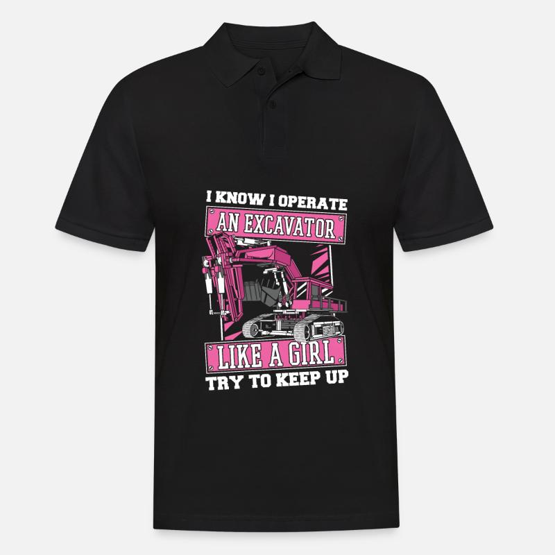 Baggerfahrer Witzig - Männer Poloshirt - Schwarz