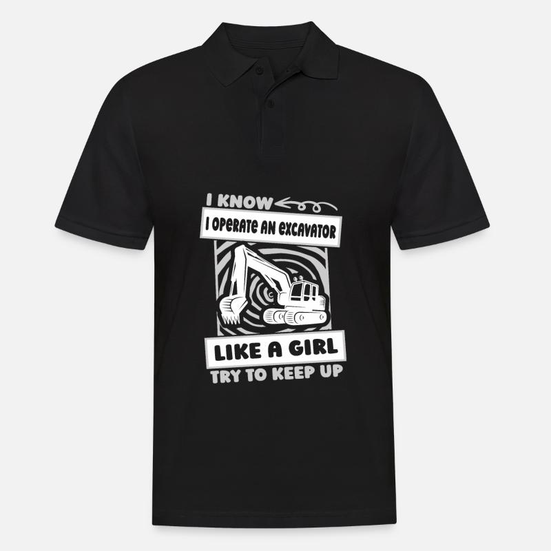 Baggerfahrer Lustig - Männer Poloshirt - Schwarz
