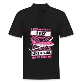 Flugbegleiter Stewardess Witzig - Männer Poloshirt - Schwarz - Vorne - Kai (181cm)