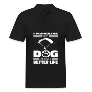 Paragleiter Paragleiten Hund - Männer Poloshirt - Schwarz - Vorne - Kai (181cm)