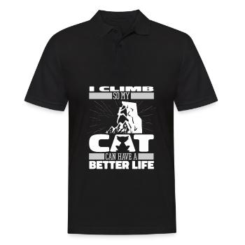 Klettern Kletterer Katze - Männer Poloshirt - Schwarz - Vorne - Kai (181cm)
