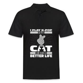 K Pop Kpop Korean Pop Katze - Männer Poloshirt - Schwarz - Vorne - Kai (181cm)