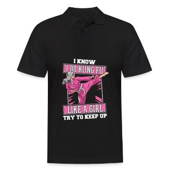 Kung Fu Funny - Men's Polo Shirt - black - Front - Kai (181cm)